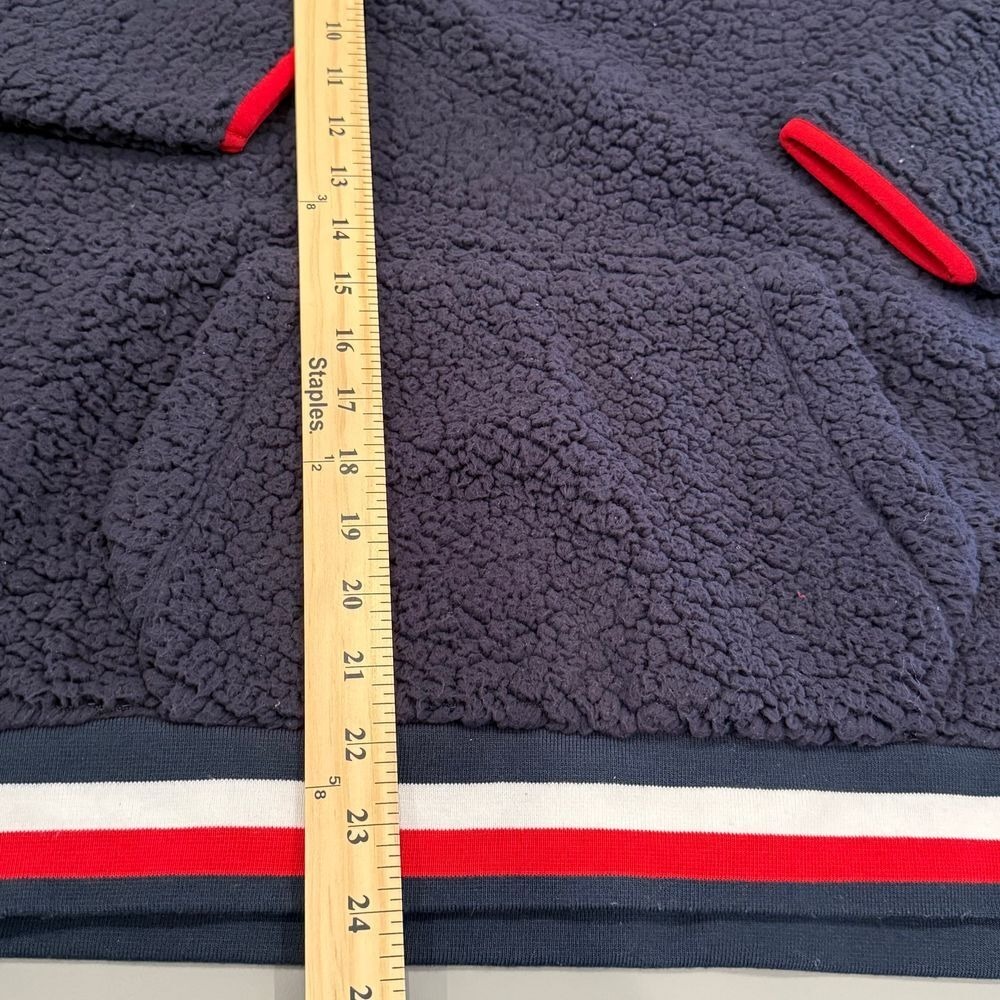 Tommy Hilfiger Sport Sherpa Fleece Quarter Zip Pullover Navy Red Trim L/G - Picture 2 of 7